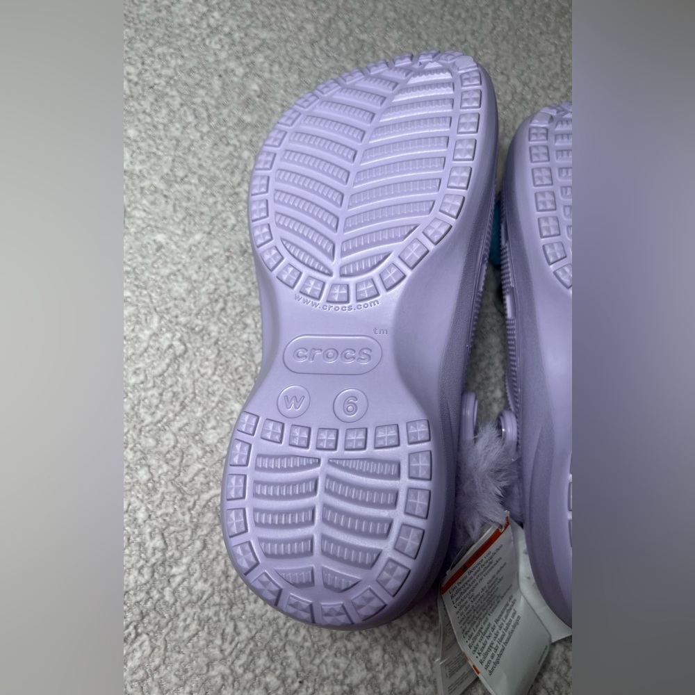 NWT Crocs Classic Platform Lined Charm Clog Lavender Purple Women’s Size 6 - Picture 14 of 17